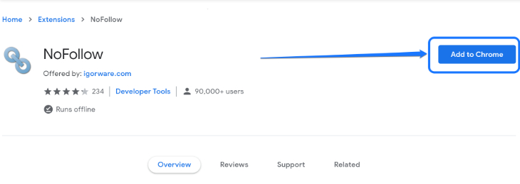 Adding NoFollow extension to Google Chrome web browser