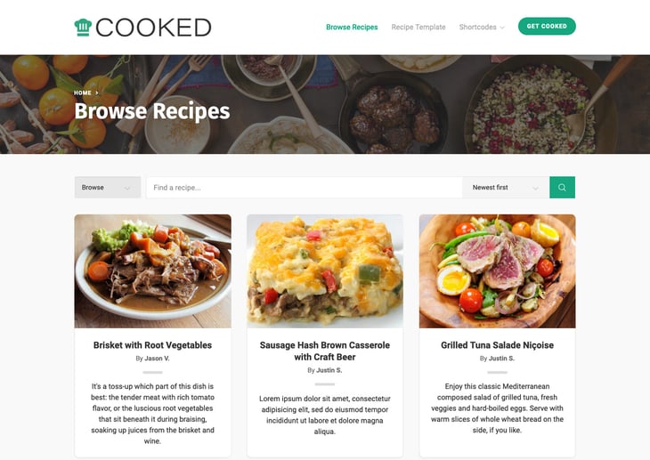 Cooked WordPress Recipe Plugin