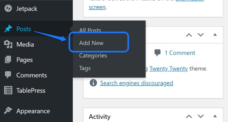 Displaying Add New Post Button in WordPress Dashboard