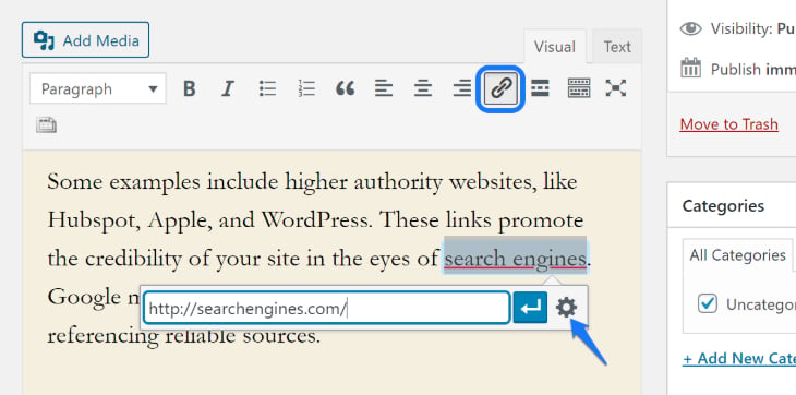 Entering URL of external website using Insert_Edit Link button