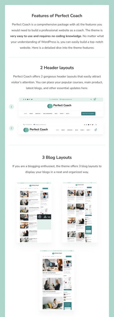 Perfect Coach - Free WordPress Coaching Theme